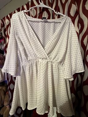 torrid White Polka Dot Peplum Blouse